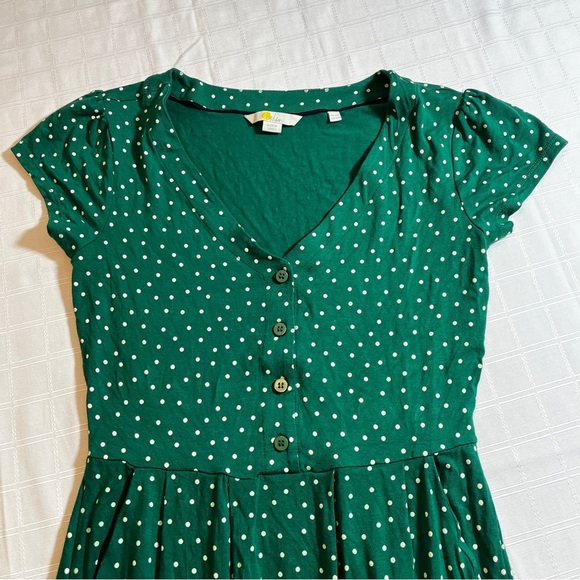 Boden Green Polka Dot Dress w/ Pockets V-Neck US Size 2 - Picture 11 of 14